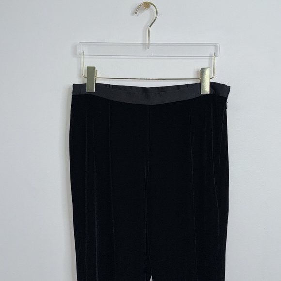JS Collections Women's Sz 8 Black Velvet Wide Leg Pants Side Zip Edgy Grunge - Picture 3 of 11